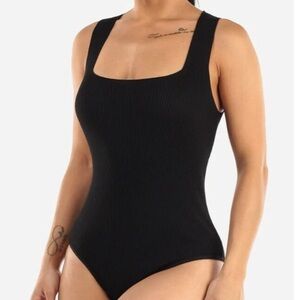 New House Of Harlow 1960 x Revolve Black boat neck Bodysuit Top